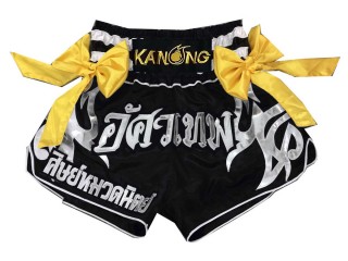 Short  de Boxe Thai Noir Personnalisé : KNSCUST-1110